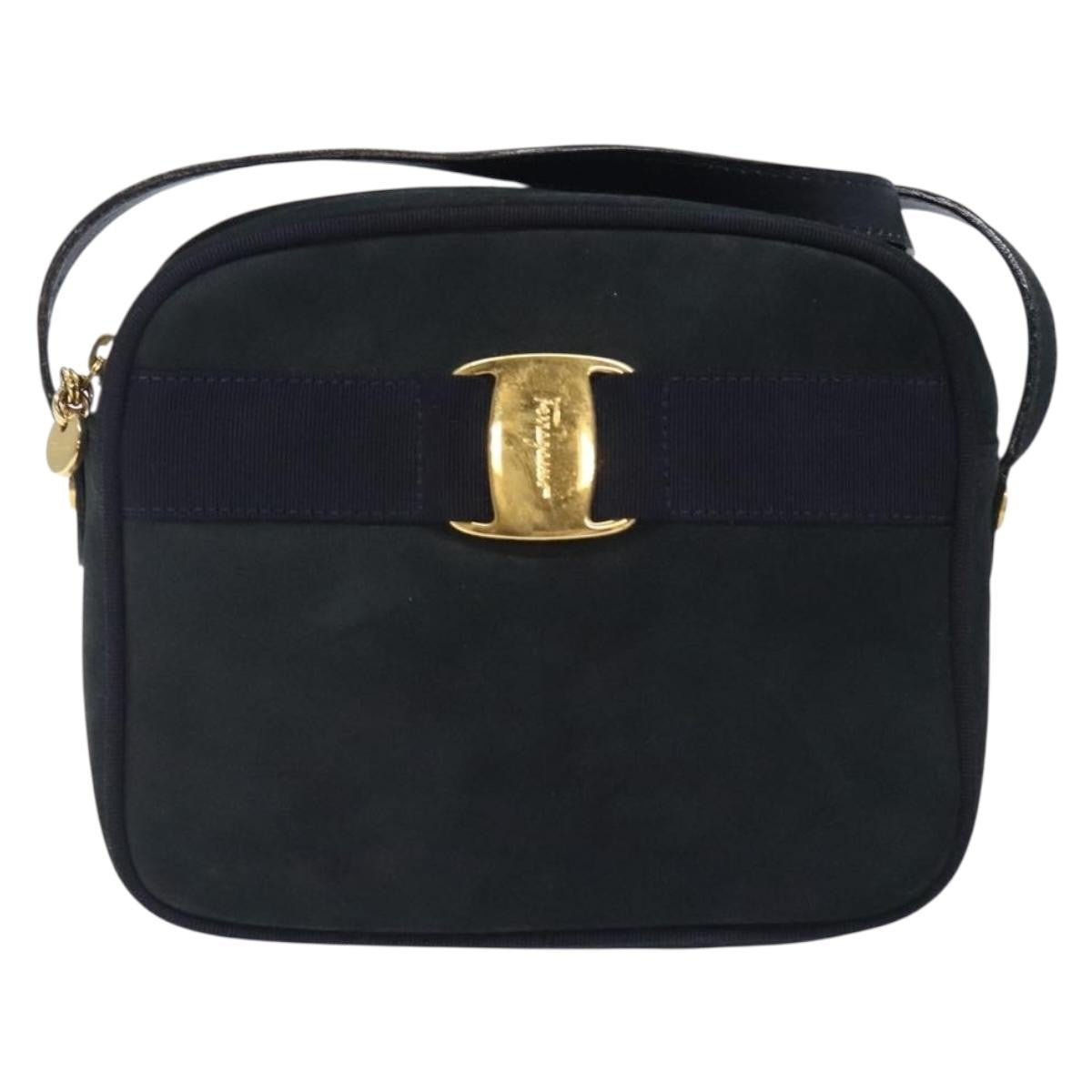 Salvatore Ferragamo Vala Suede Navy Suede Shoulder Bag Bag (Pre-Owned)