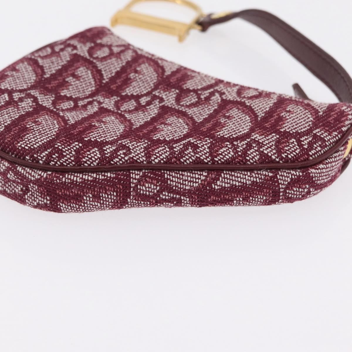 Christian Dior Vintage Saddle Zip Coin Purse Diorissimo Canvas Red Canvas Clutche & Pouche Bag (Pre-Owned)