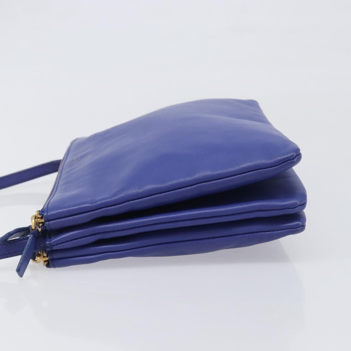 Celine Trio Leather Blue Leather Shoulder Bag Bag (Pre-Owned)