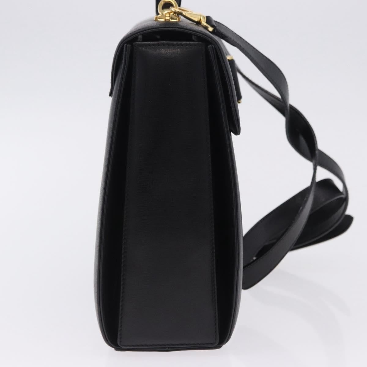 Salvatore Ferragamo Gancini Leather Black Leather Handbag (Pre-Owned)