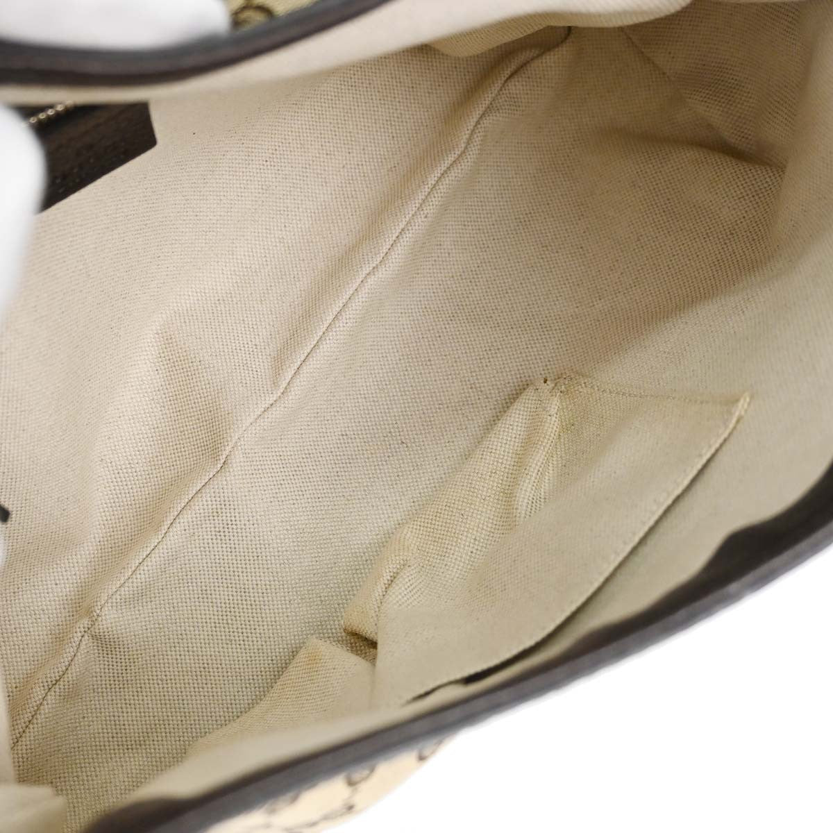 Gucci Techno Horsebit Flap Hobo Leather Beige Canvas Shoulder Bag Bag (Pre-Owned)
