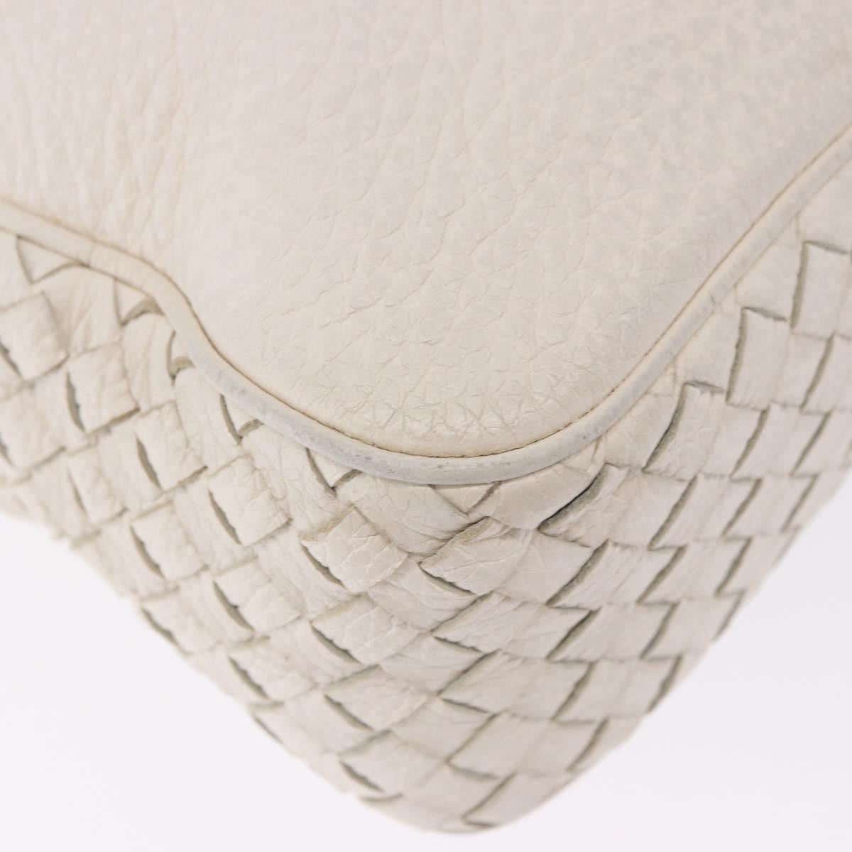 Bottega Veneta Intrecciato Shoulder Leather White Leather Shoulder Bag Bag (Pre-Owned)