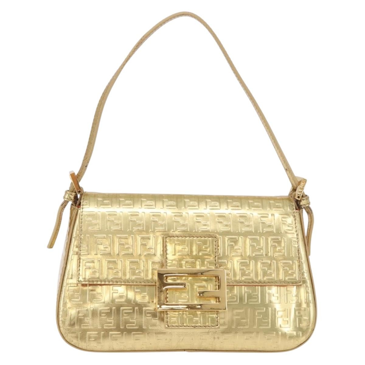 Fendi Mamma Baguette Zucchino Canvas Gold Canvas Shoulder Bag Bag (Pre-Owned)