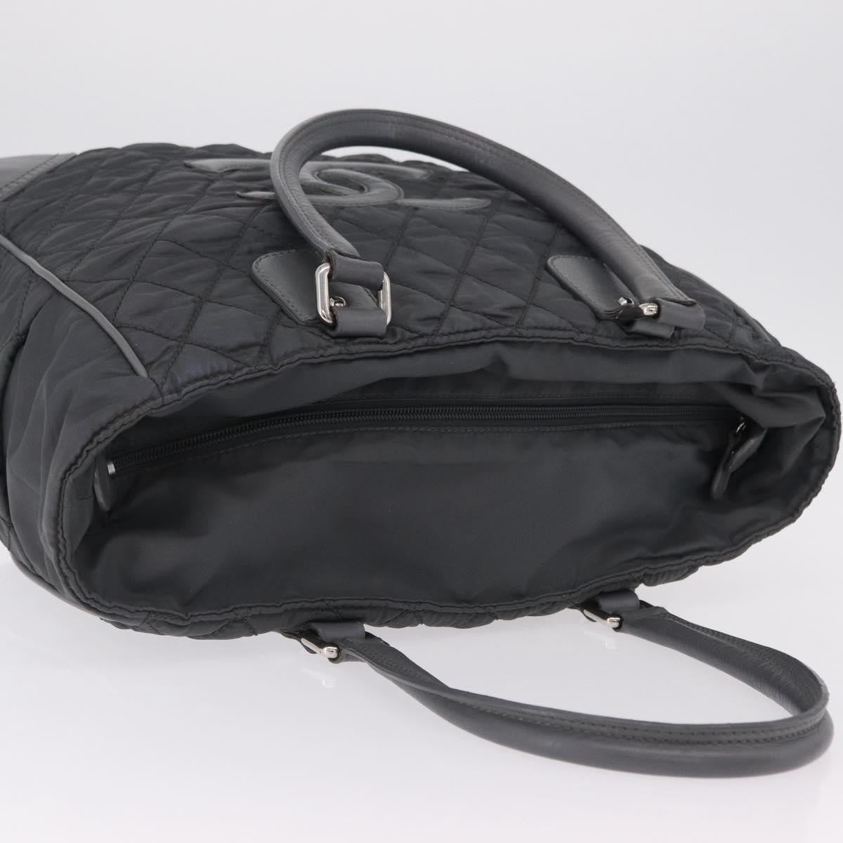 Chanel Vintage Cc Quilted Nylon Gray Nylon Tote Bag Bag (Pre-Owned)