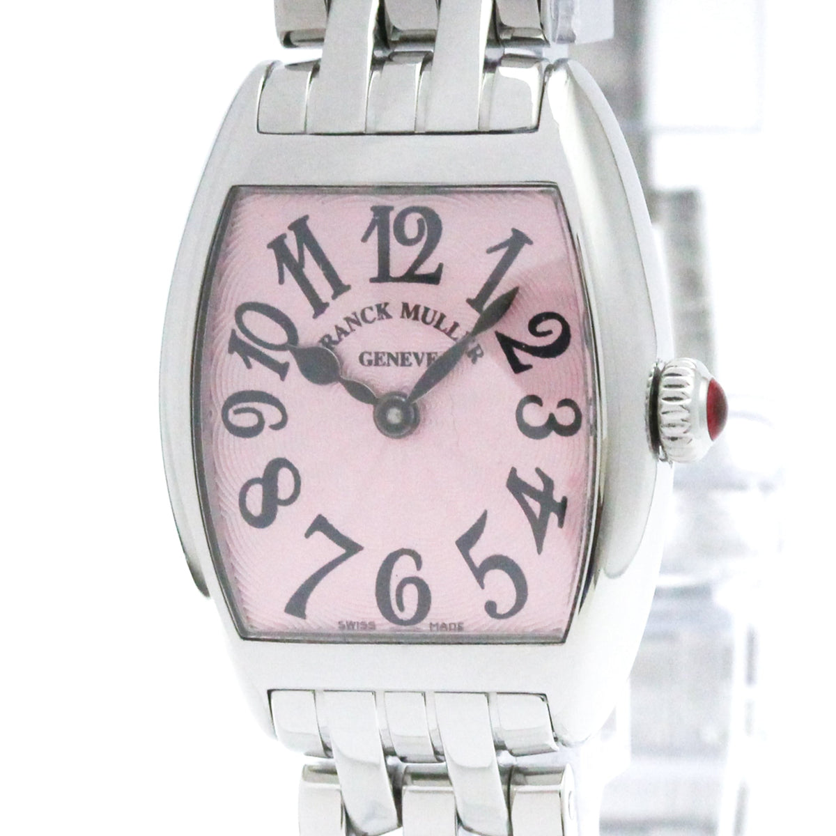 Franck Muller Cintree Curvex Quartz White Gold And Crocodile With Diamond Bezel Watch (Pre-Owned)