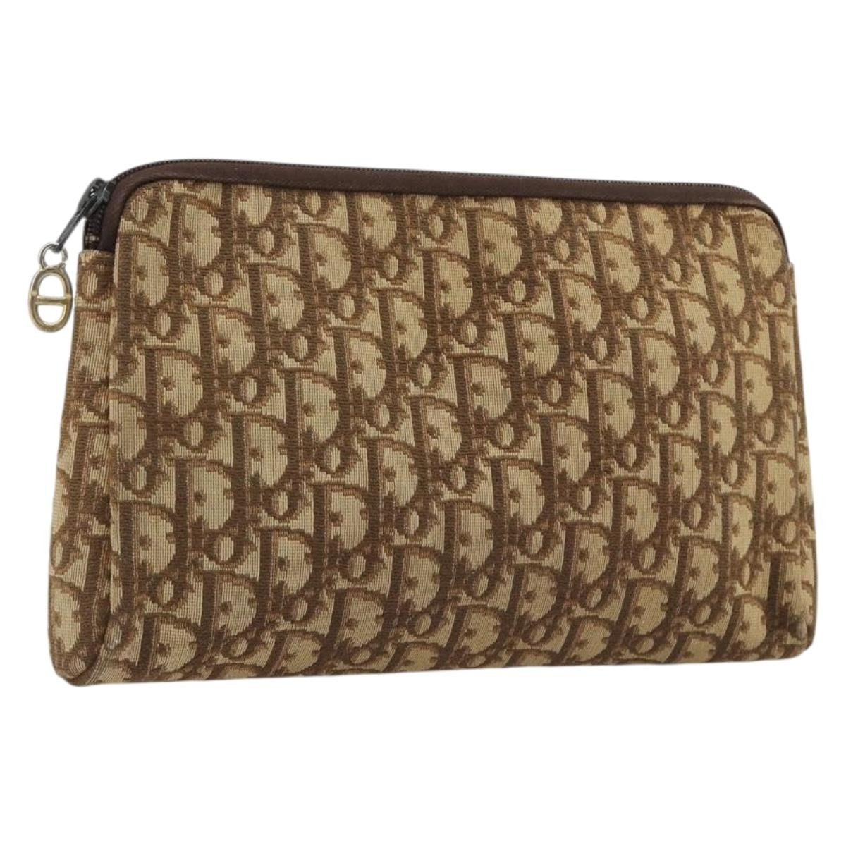 Christian Dior Vintage Trotter Canvas Brown Canvas Clutche & Pouche Bag (Pre-Owned)