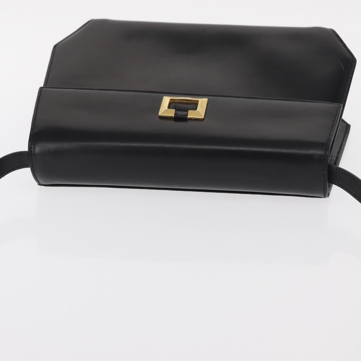 Salvatore Ferragamo Gancini Leather Black Leather Shoulder Bag Bag (Pre-Owned)