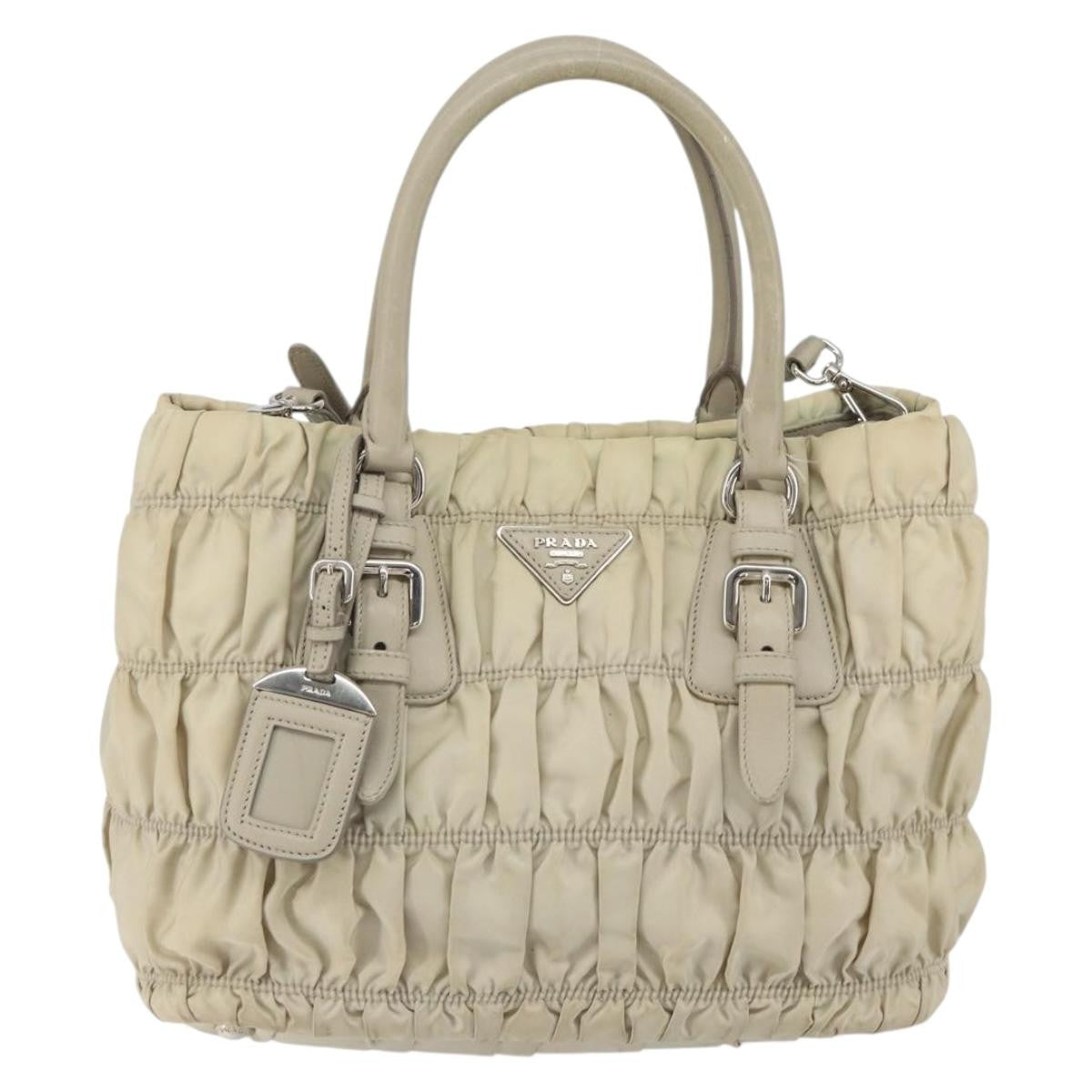 Prada Gaufre Convertible Tote Tessuto Beige Nylon Tote Bag Bag (Pre-Owned)