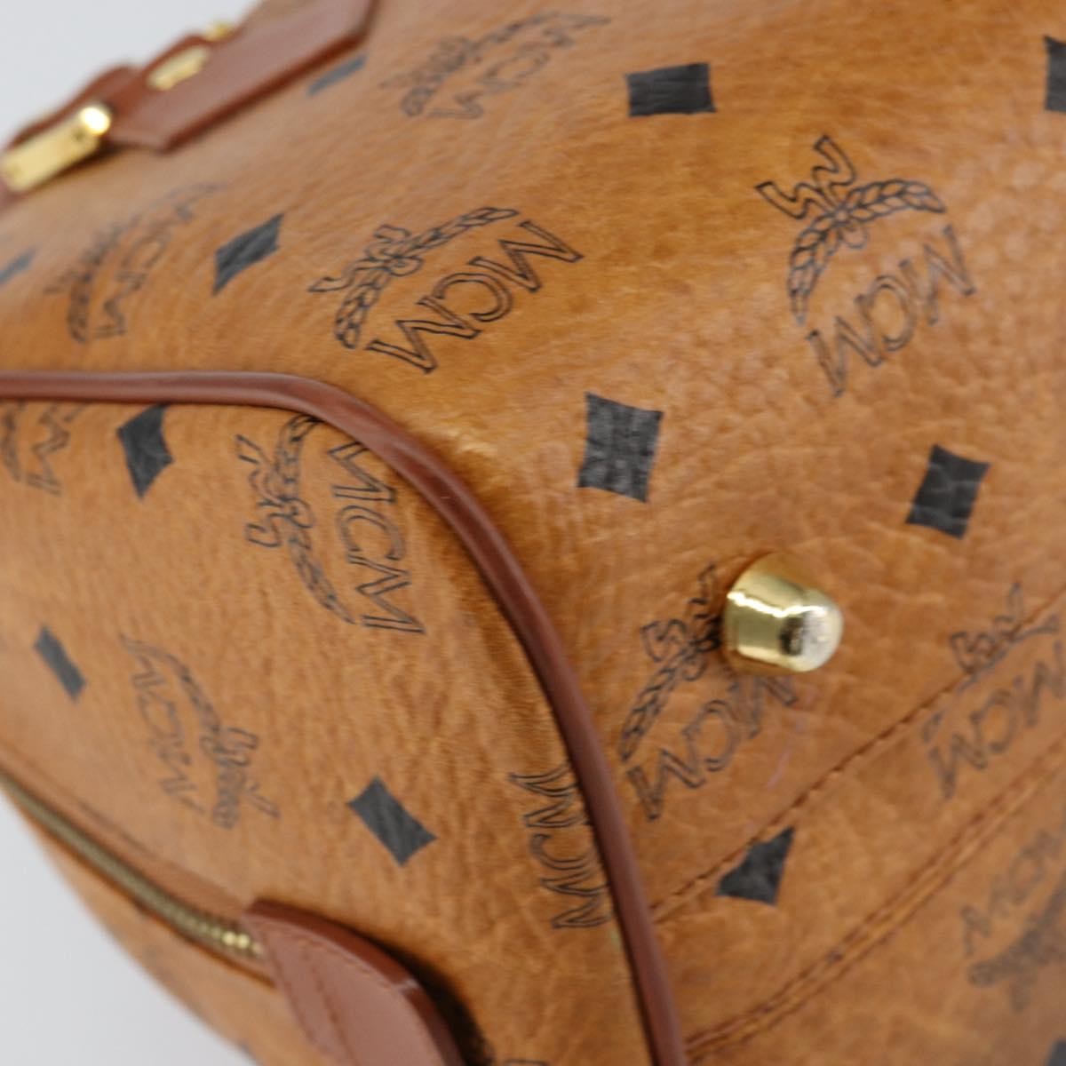 MCM Visetos Logogramme Canvas And Leather Brown Leather Handbag (Pre-Owned)