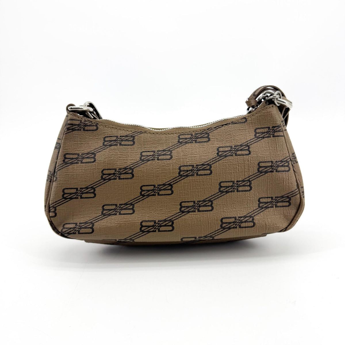 Balenciaga Le Cagole Giant Studs Bb Monogram Coated Canvas Brown Calfskin Shoulder Bag Bag (Pre-Owned)