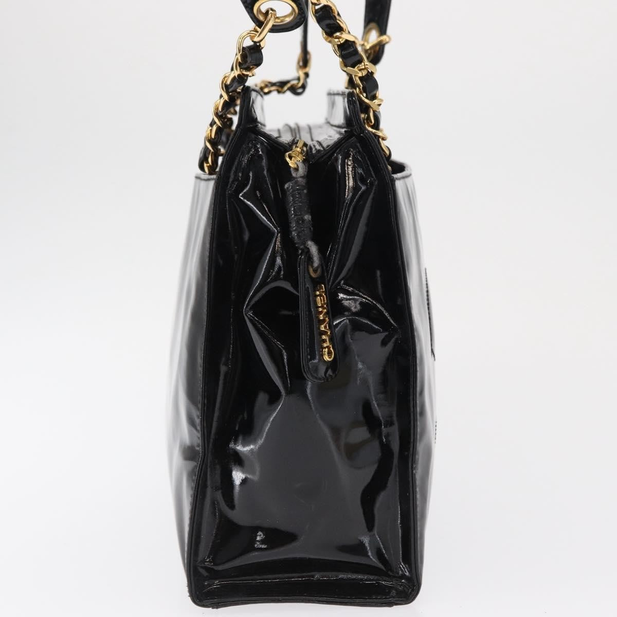 Chanel Vintage Timeless Chain Patent Black Patent_Leather Shoulder Bag Bag (Pre-Owned)