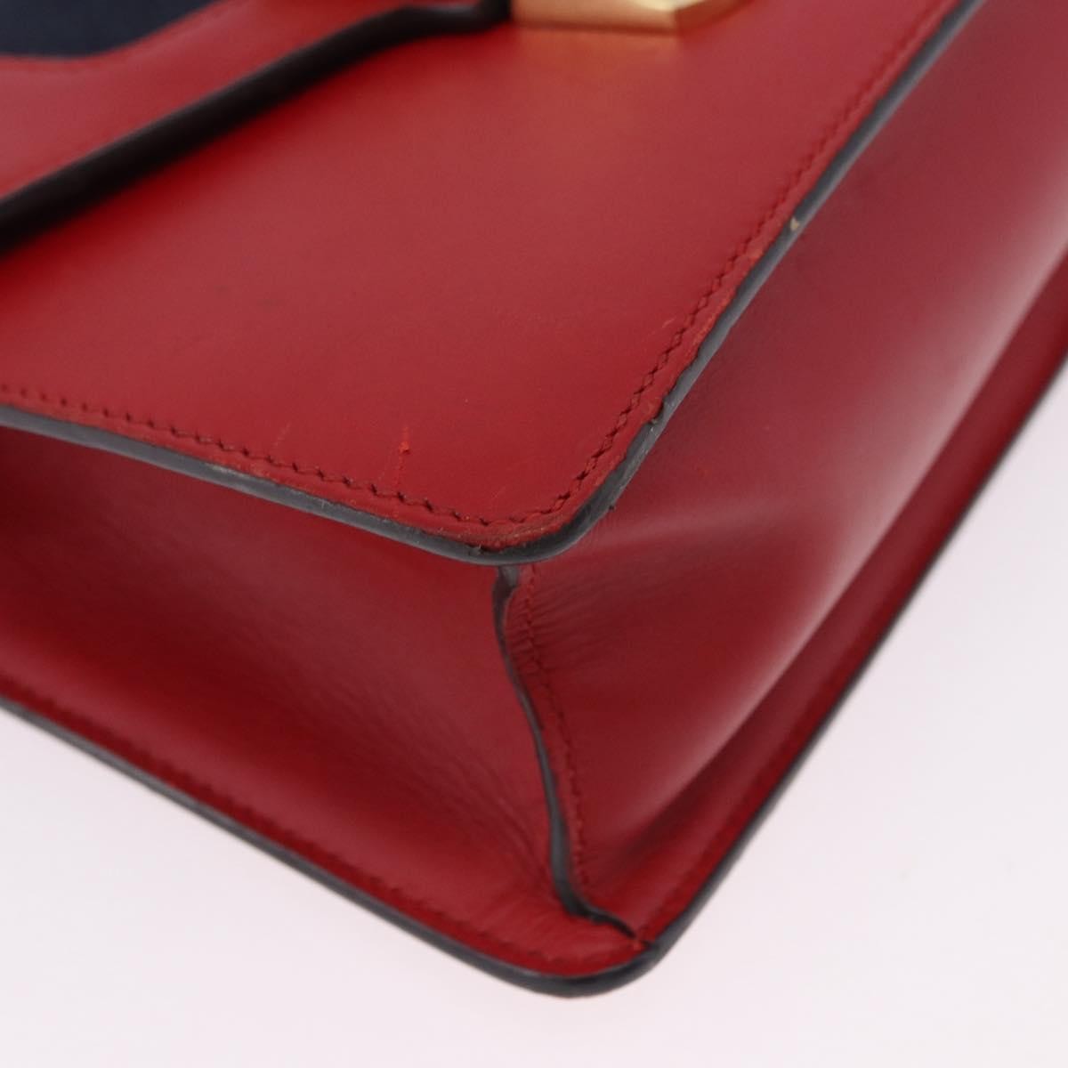 Gucci Sylvie Belt Leather Red Leather Handbag (Pre-Owned)