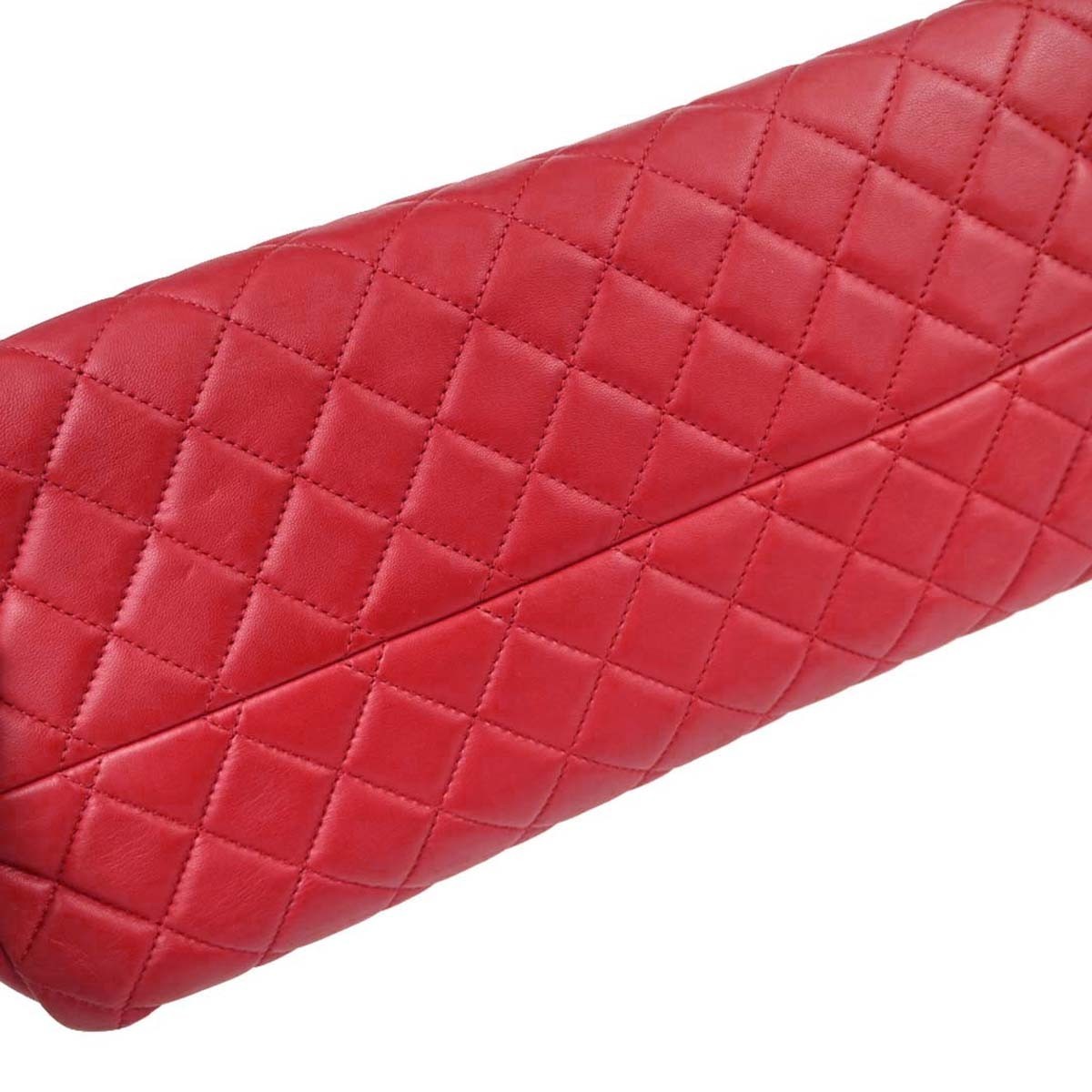 Chanel Just Mademoiselle Quilted Lambskin Red Leather Handbag (Pre-Owned)