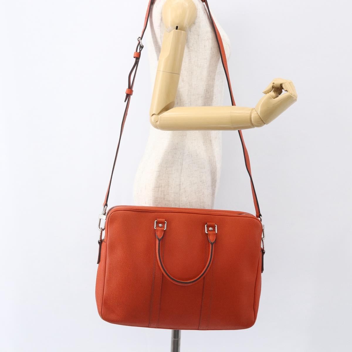 Louis Vuitton Porte-Documents Voyage Taiga Leather Orange Leather Briefcase Bag (Pre-Owned)