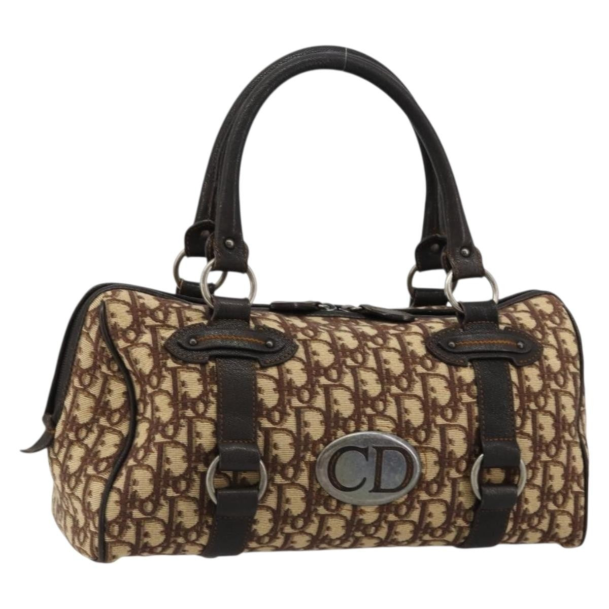 Christian Dior Vintage Cd Trotter Canvas Brown Canvas Handbag (Pre-Owned)