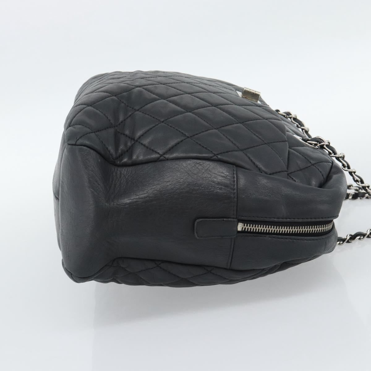 Chanel Mademoiselle Chain Quilted Lambskin Black Leather Shoulder Bag Bag (Pre-Owned)