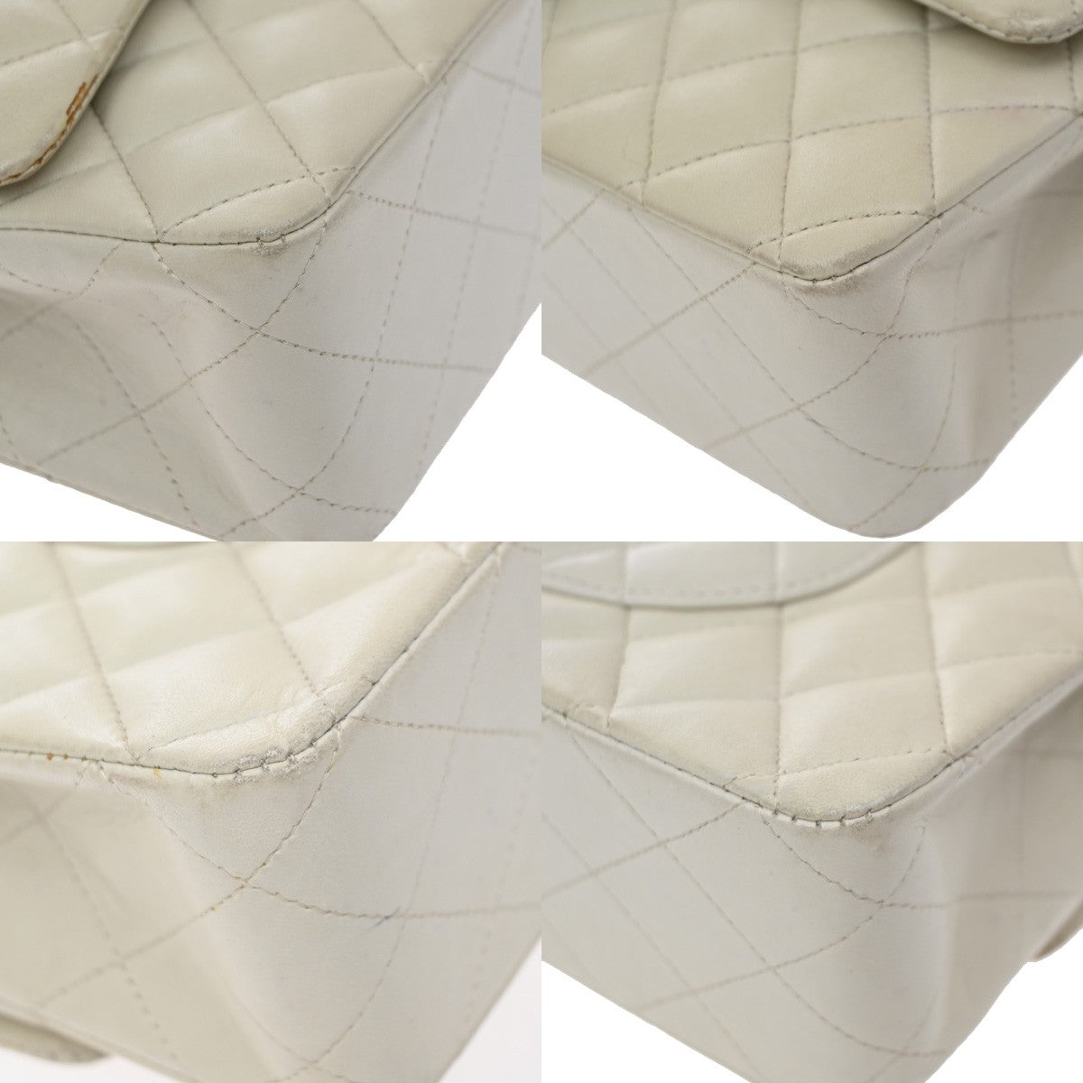 Chanel Vintage Classic Double Flap Quilted Caviar White Leather Shoulder Bag Bag (Pre-Owned)