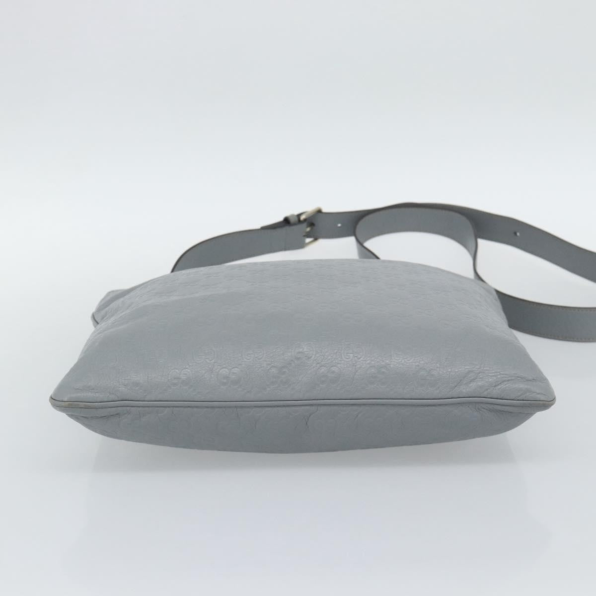 Gucci Zip Top Messenger Guccissima Leather Gray Canvas Shoulder Bag Bag (Pre-Owned)