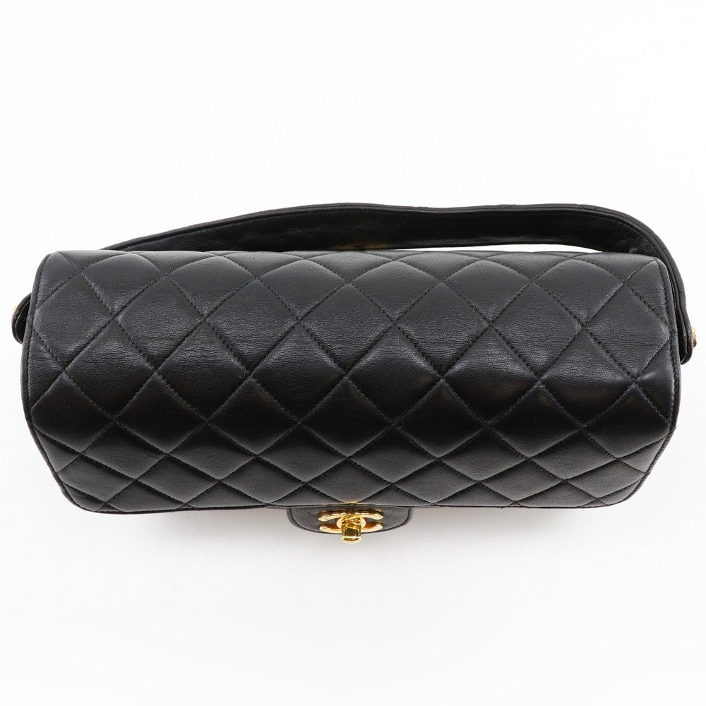Chanel Vintage Double Sided Quilted Lambskin Black Leather Shoulder Bag Bag (Pre-Owned)
