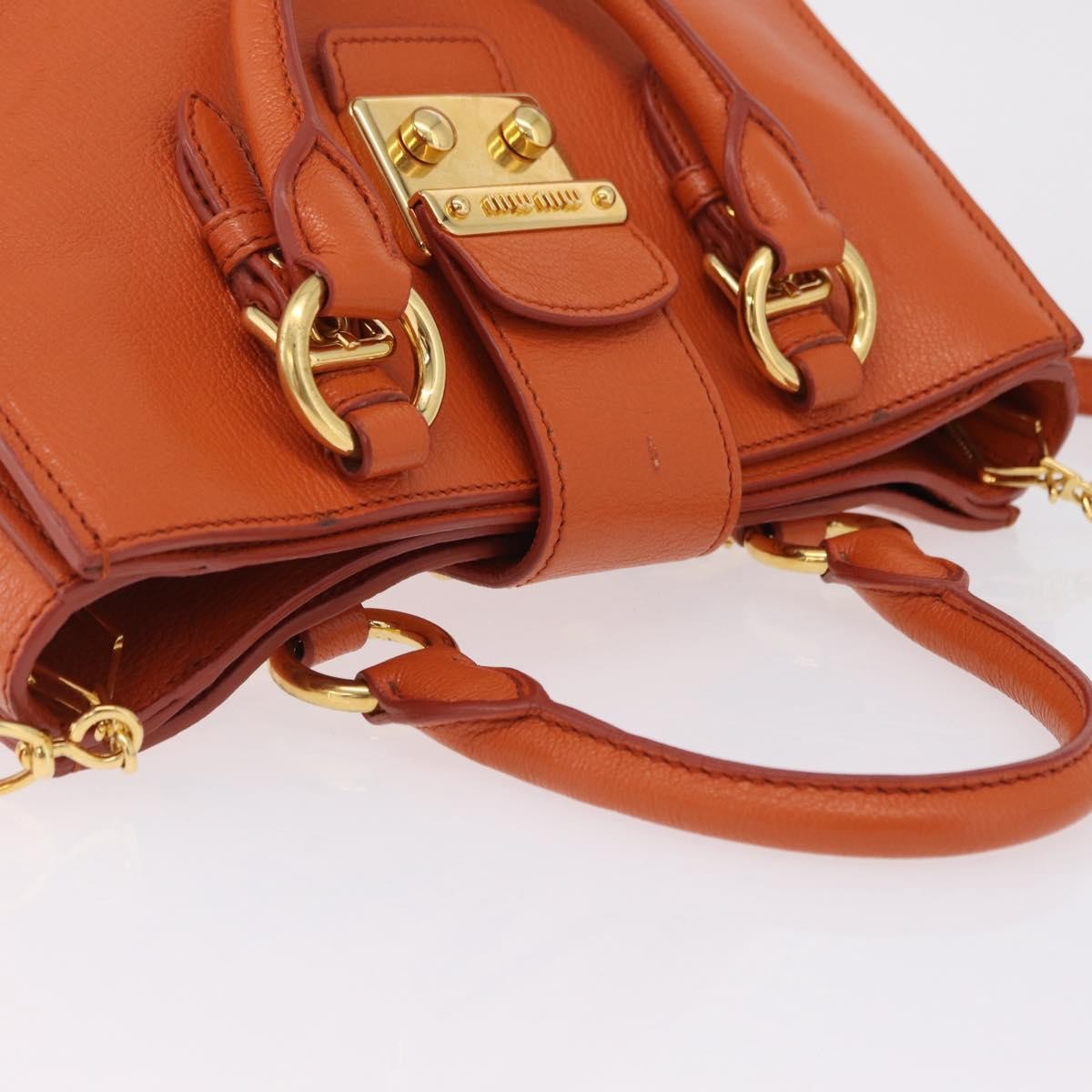 Miu Miu Front Pocket Convertible Satchel Leather Orange Leather Handbag (Pre-Owned)
