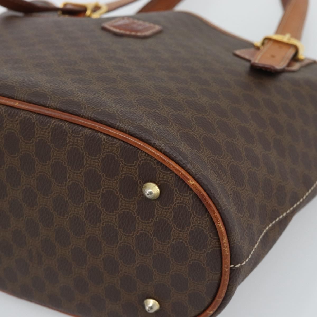 Celine Vintage Macadam Canvas And Leather Brown Canvas Tote Bag Bag (Pre-Owned)