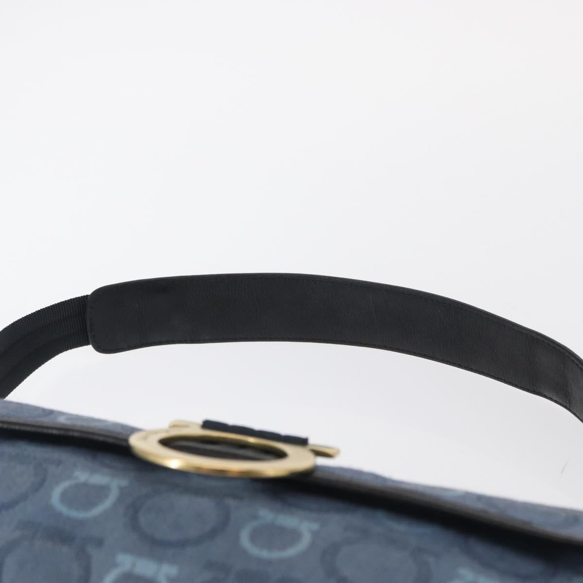 Salvatore Ferragamo Gancini Canvas Navy Canvas Shoulder Bag Bag (Pre-Owned)