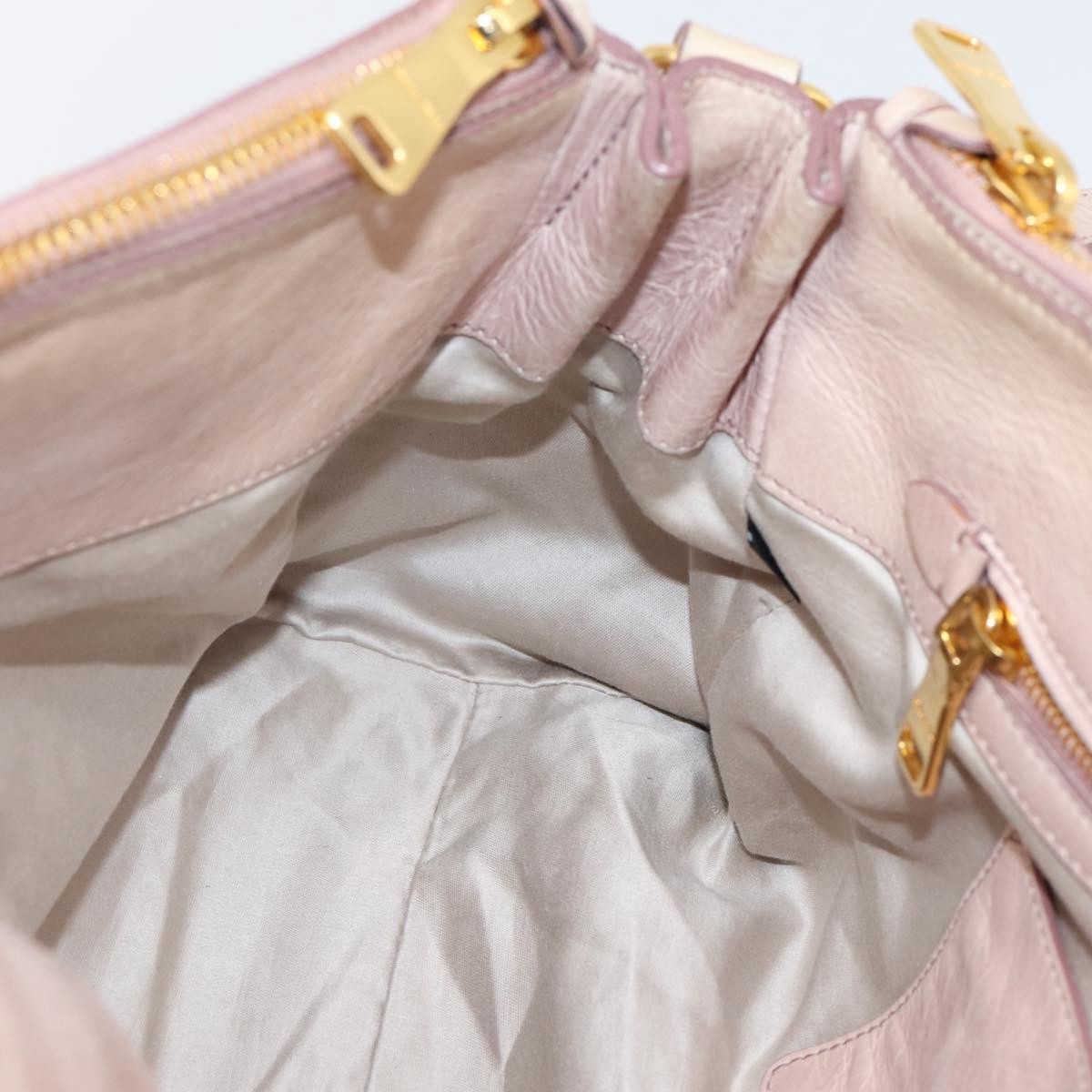 Miu Miu Vitello Lux Ring Satchel Leather Pink Leather Handbag (Pre-Owned)