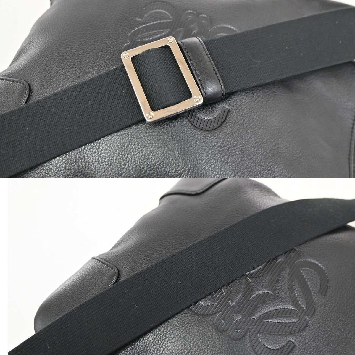 Loewe Anagram Leather Black Leather Shoulder Bag Bag (Pre-Owned)