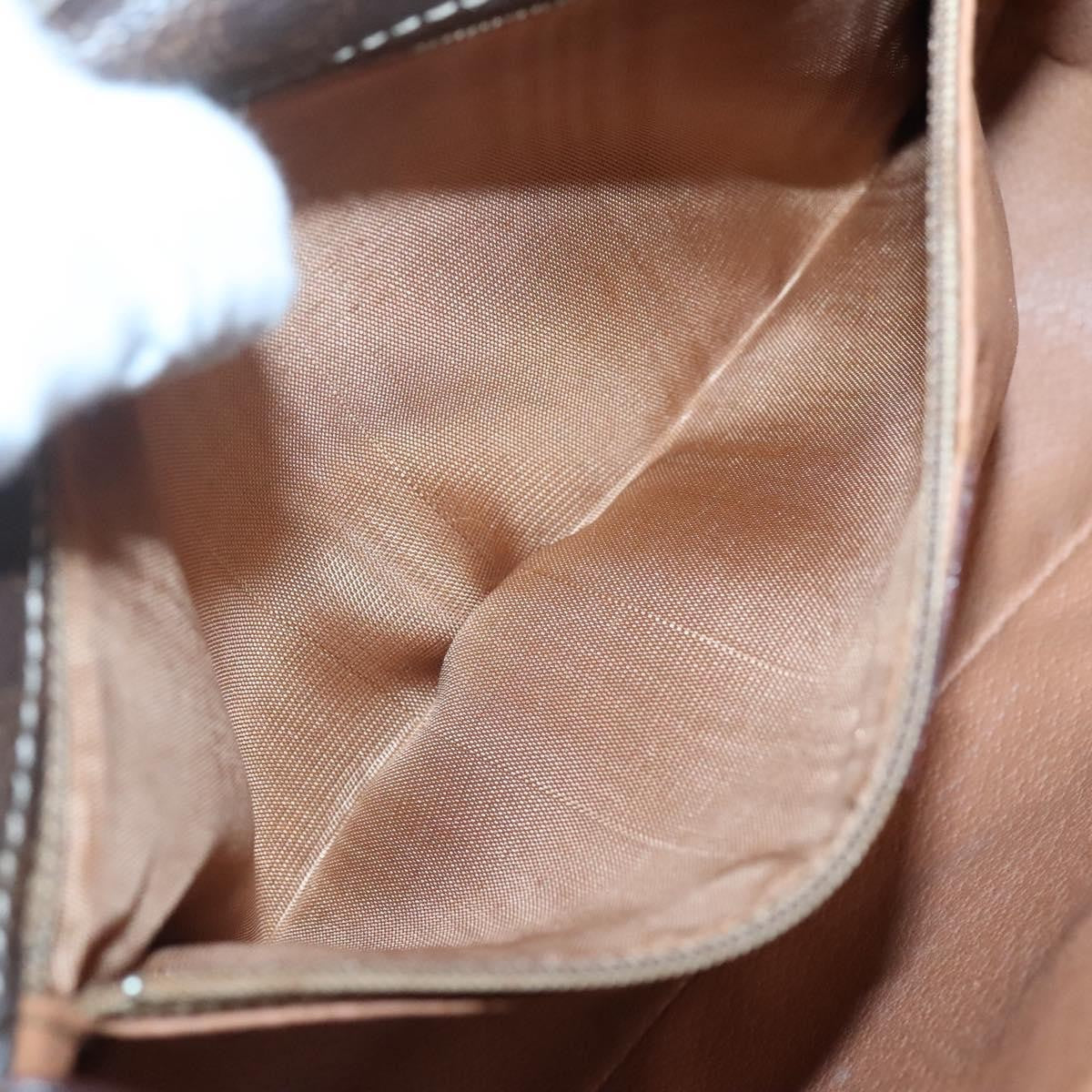 Celine Vintage Macadam Circle Logo Canvas And Leather Brown Canvas Shoulder Bag Bag (Pre-Owned)