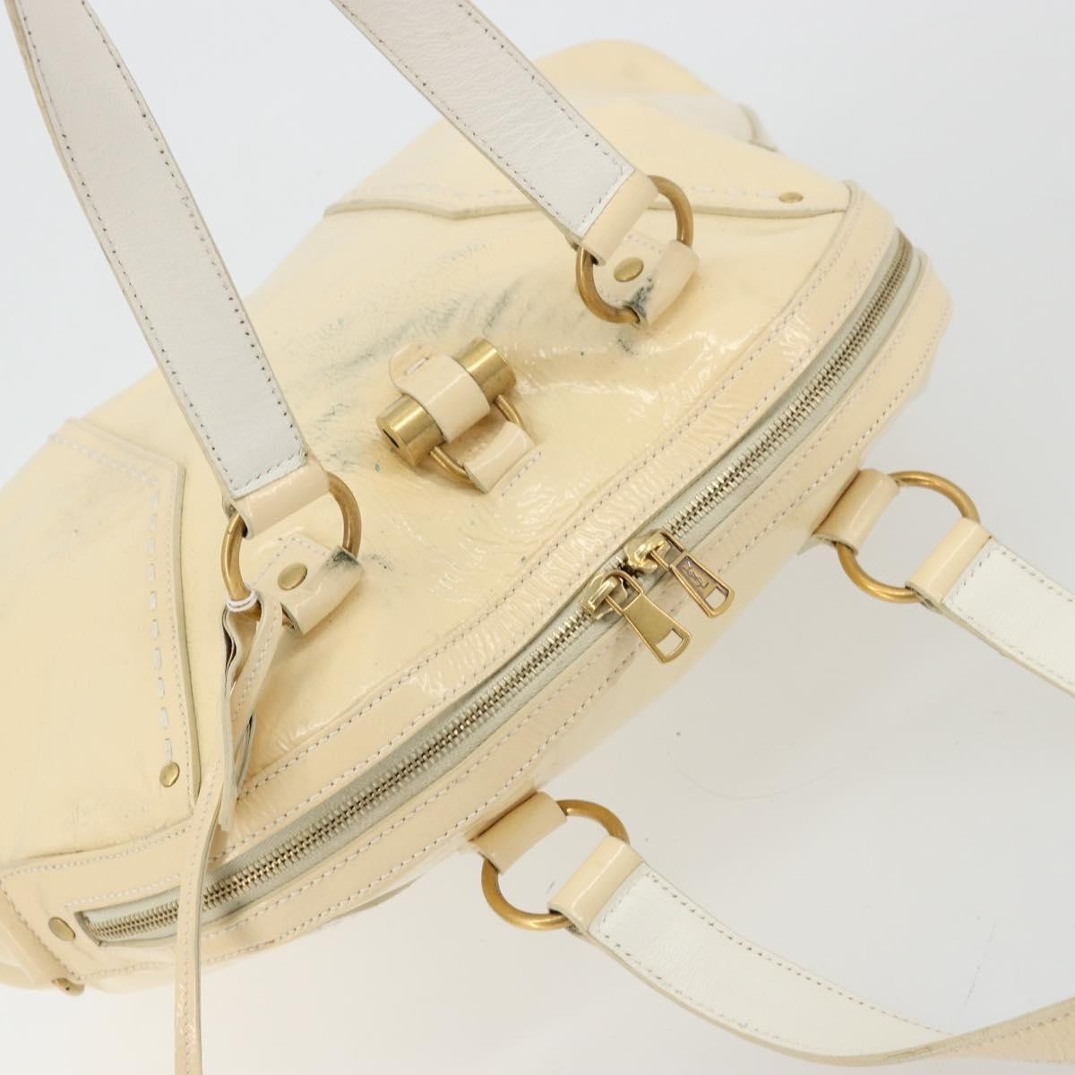 Saint Laurent Muse Shoulder Leather White Patent_Leather Handbag (Pre-Owned)