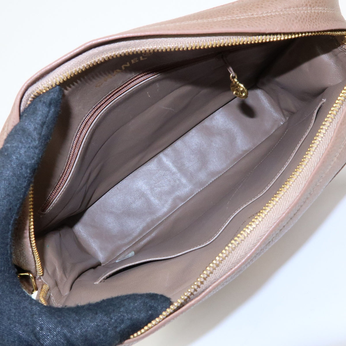 Chanel Vintage Front Pocket Camera Quilted Caviar Brown Leather Handbag (Pre-Owned)