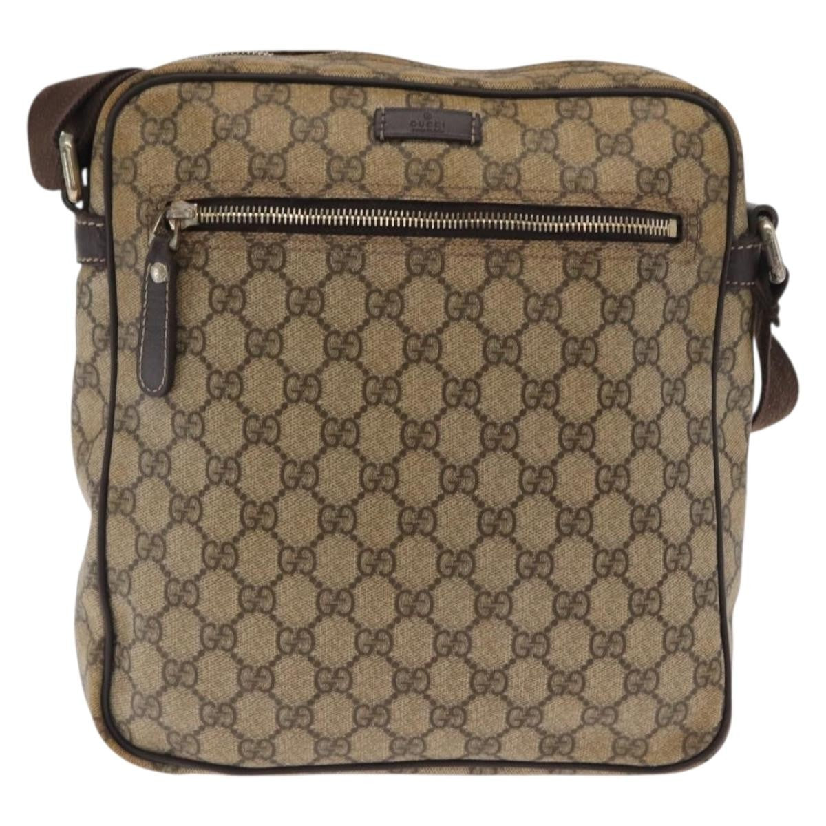 Gucci Front Zip Messenger Gg Coated Canvas Beige Canvas Shoulder Bag Bag (Pre-Owned)
