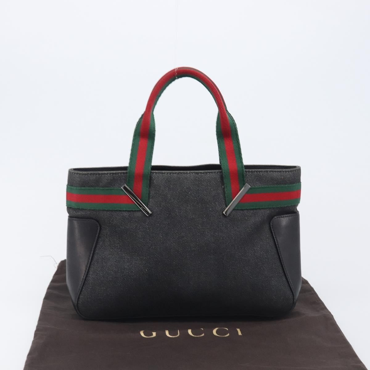 Gucci Sherry Line Tote Canvas Black Canvas Tote Bag Bag (Pre-Owned)