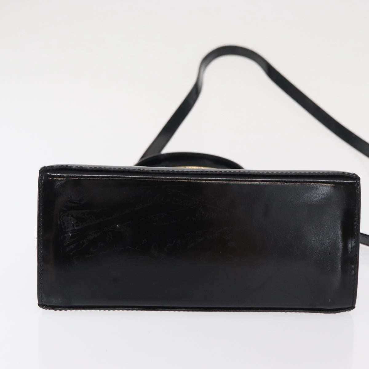 Salvatore Ferragamo Gancini Convertible Top Handle Patent Leather Black Patent_Leather Handbag (Pre-Owned)