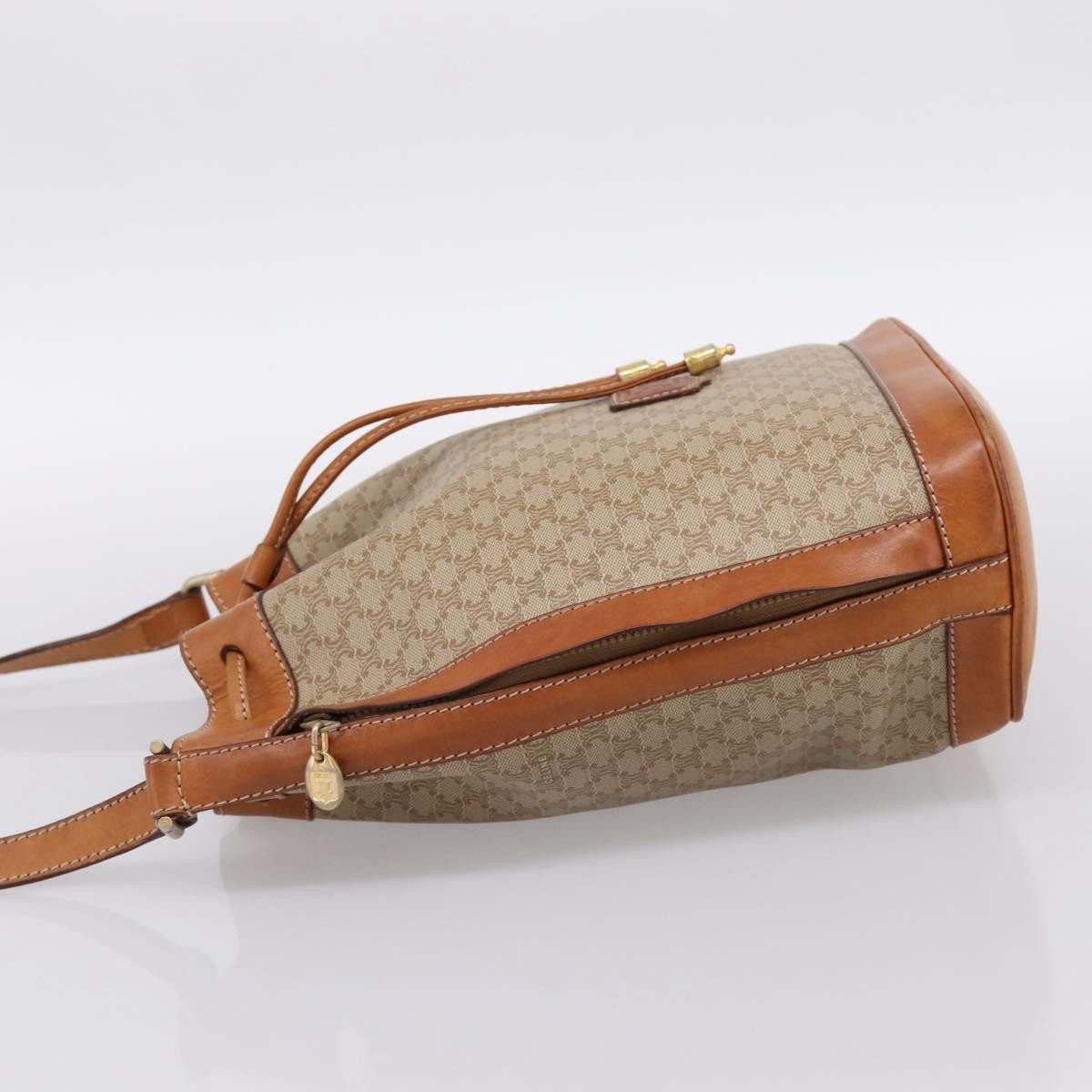 Celine Macadam Leather Beige Canvas Shoulder Bag Bag (Pre-Owned)