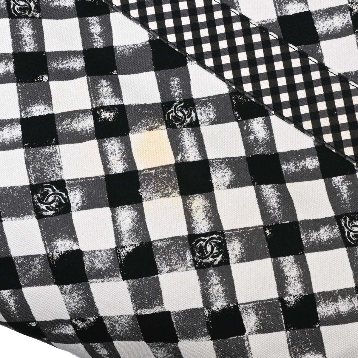 Chanel Weekender Gingham Print Canvas Black Canvas Tote Bag Bag (Pre-Owned)