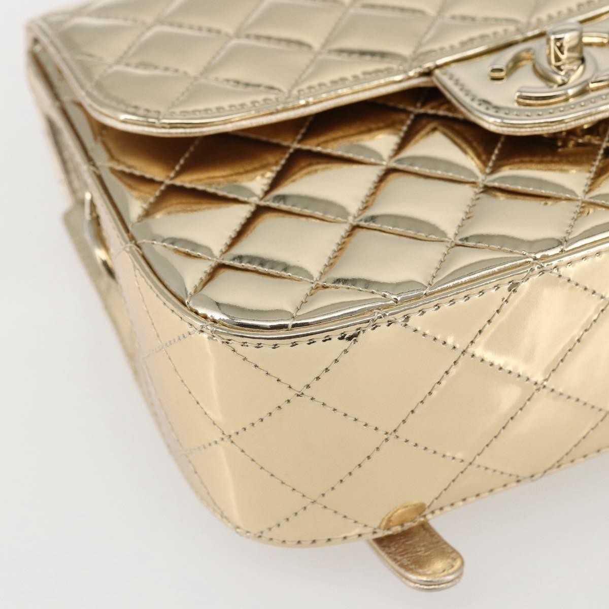 Chanel Hollywood Boulevard Backpack With Star Coin Purse Quilted Metallic Leather Gold Patent_Leather Backpack Bag (Pre-Owned)