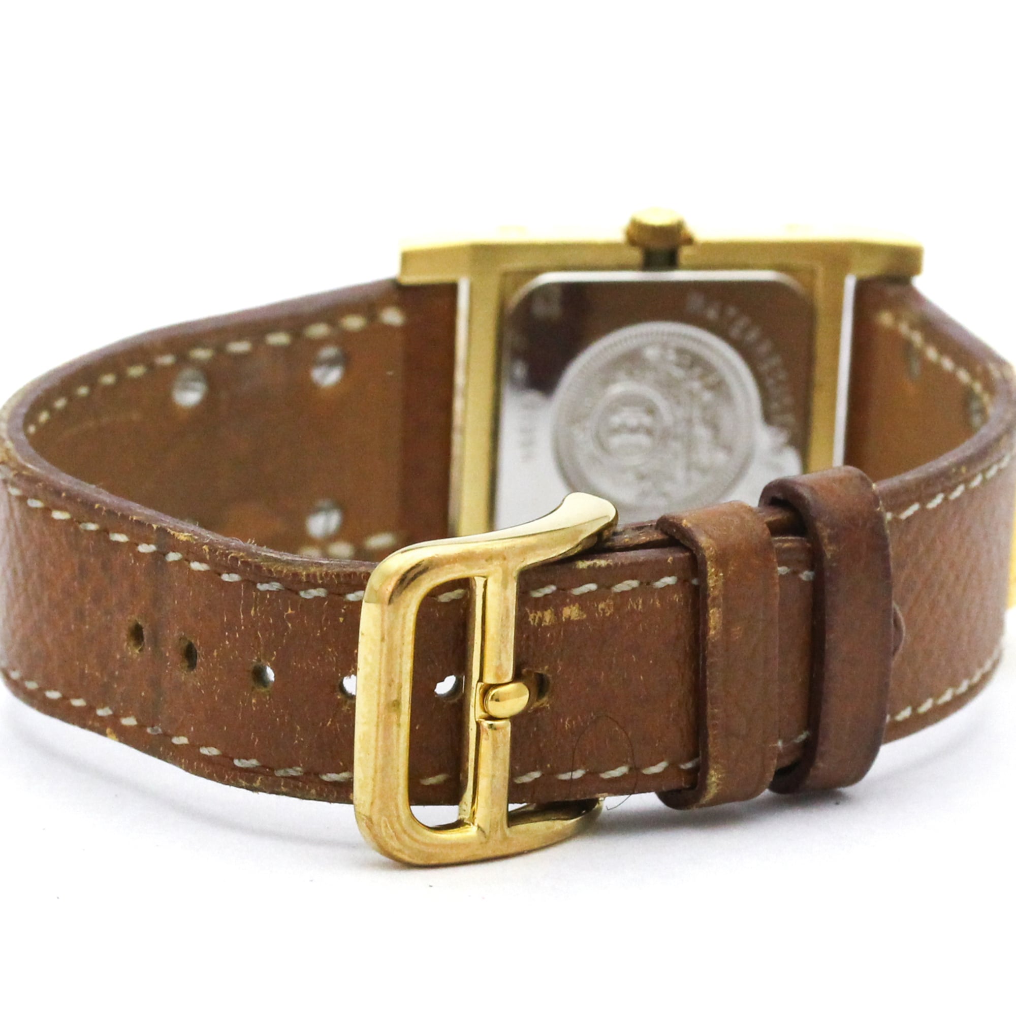 Hermes Medor Quartz Plated Metal And Leather Watch (Pre-Owned)