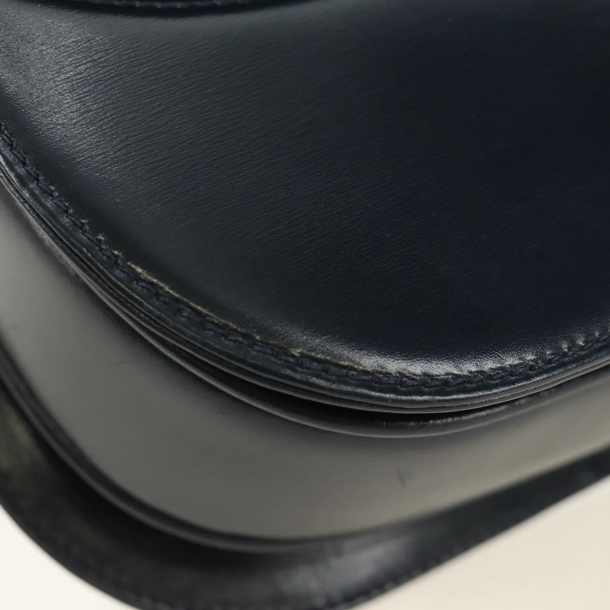 Gucci Chain Flap Leather Navy Leather Shoulder Bag Bag (Pre-Owned)