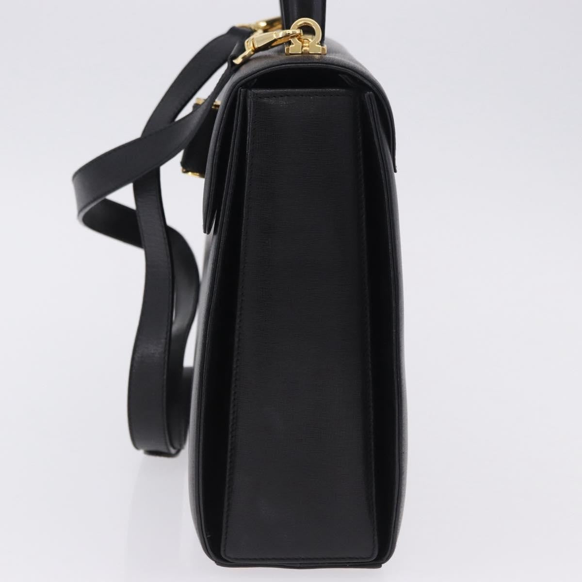 Salvatore Ferragamo Gancini Leather Black Leather Handbag (Pre-Owned)