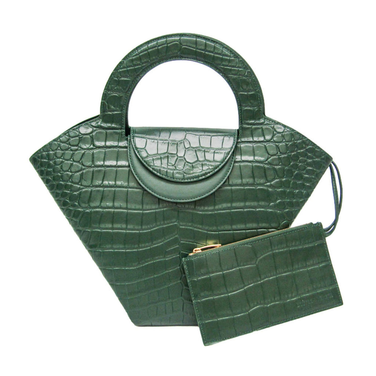 Bottega Veneta Doll Crocodile Embossed Leather Green Leather Tote Bag Bag (Pre-Owned)