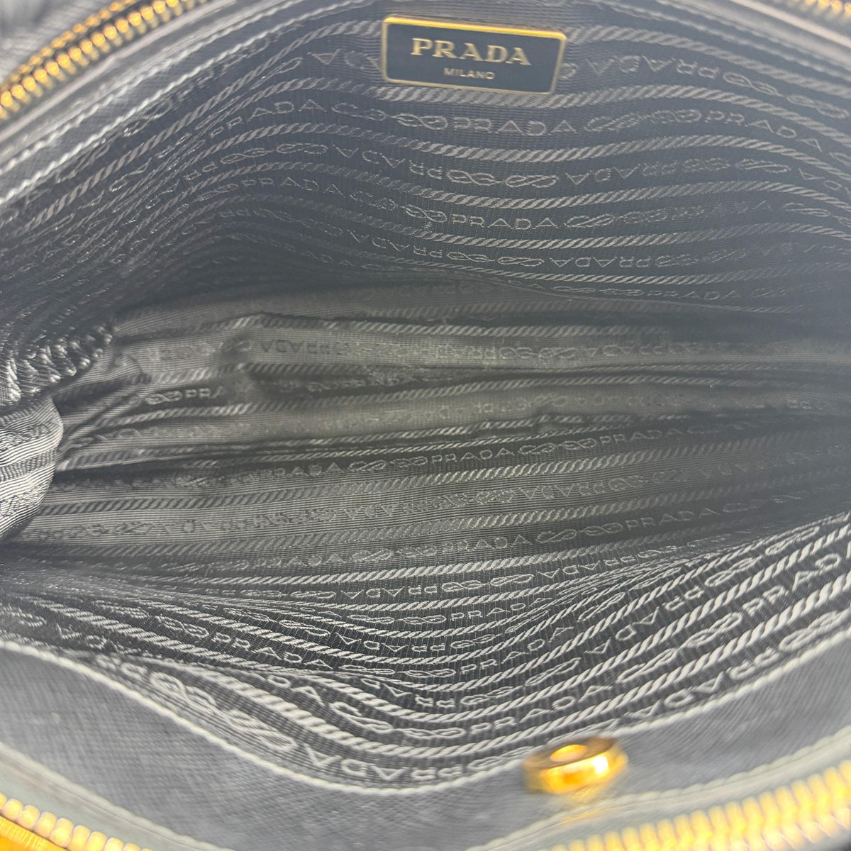 Prada Galleria Double Zip Spazzolato Leather Black Leather Tote Bag Bag (Pre-Owned)