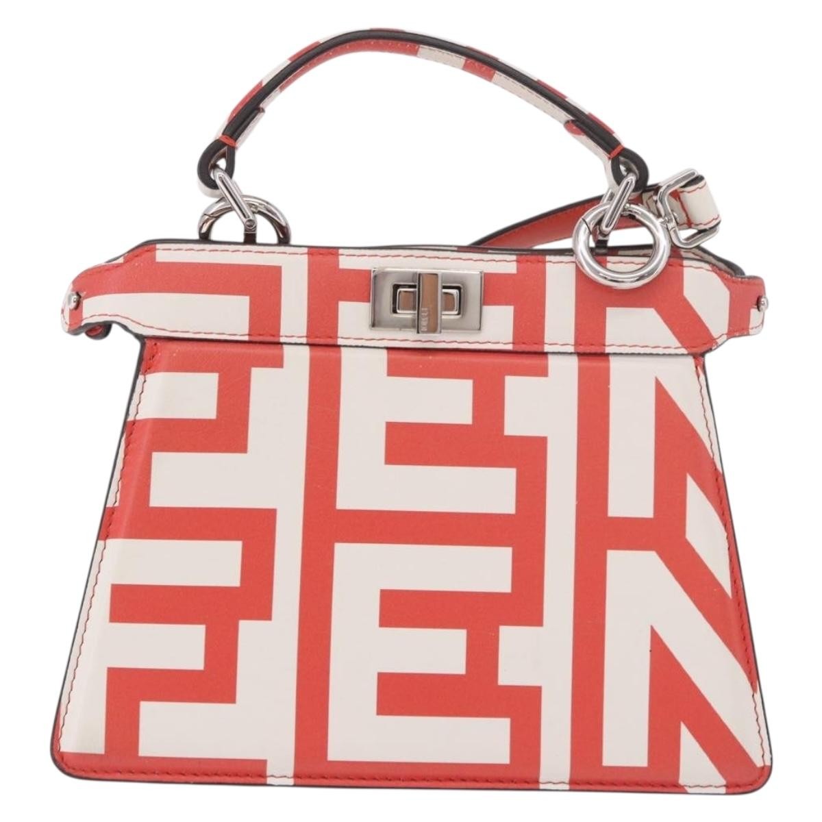 Fendi Peekaboo Leather White Leather Handbag (Pre-Owned)