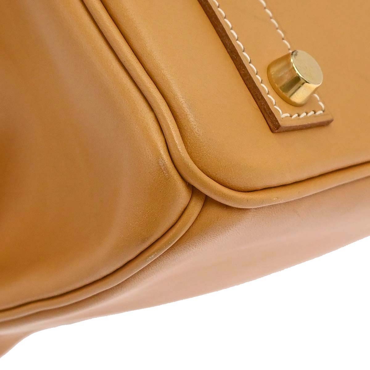 Hermes Hac Birkin Brown Vache Natural With Gold Hardware Neutral Leather Handbag (Pre-Owned)
