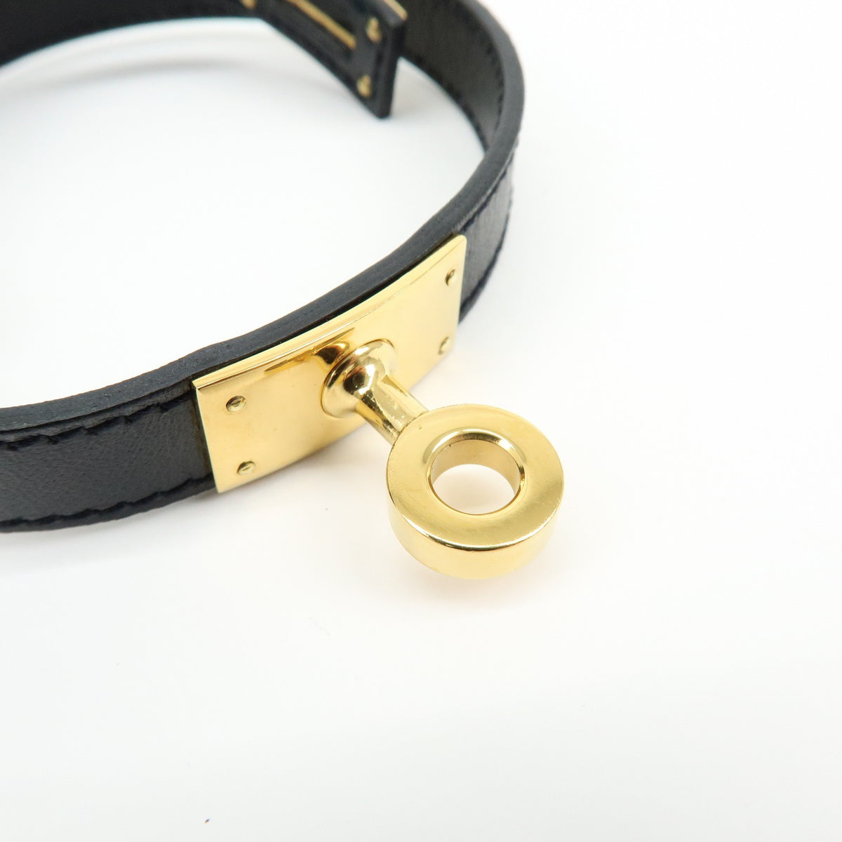 Hermes Kelly Double Tour Leather Black Leather Bracelet Jewelry (Pre-Owned)