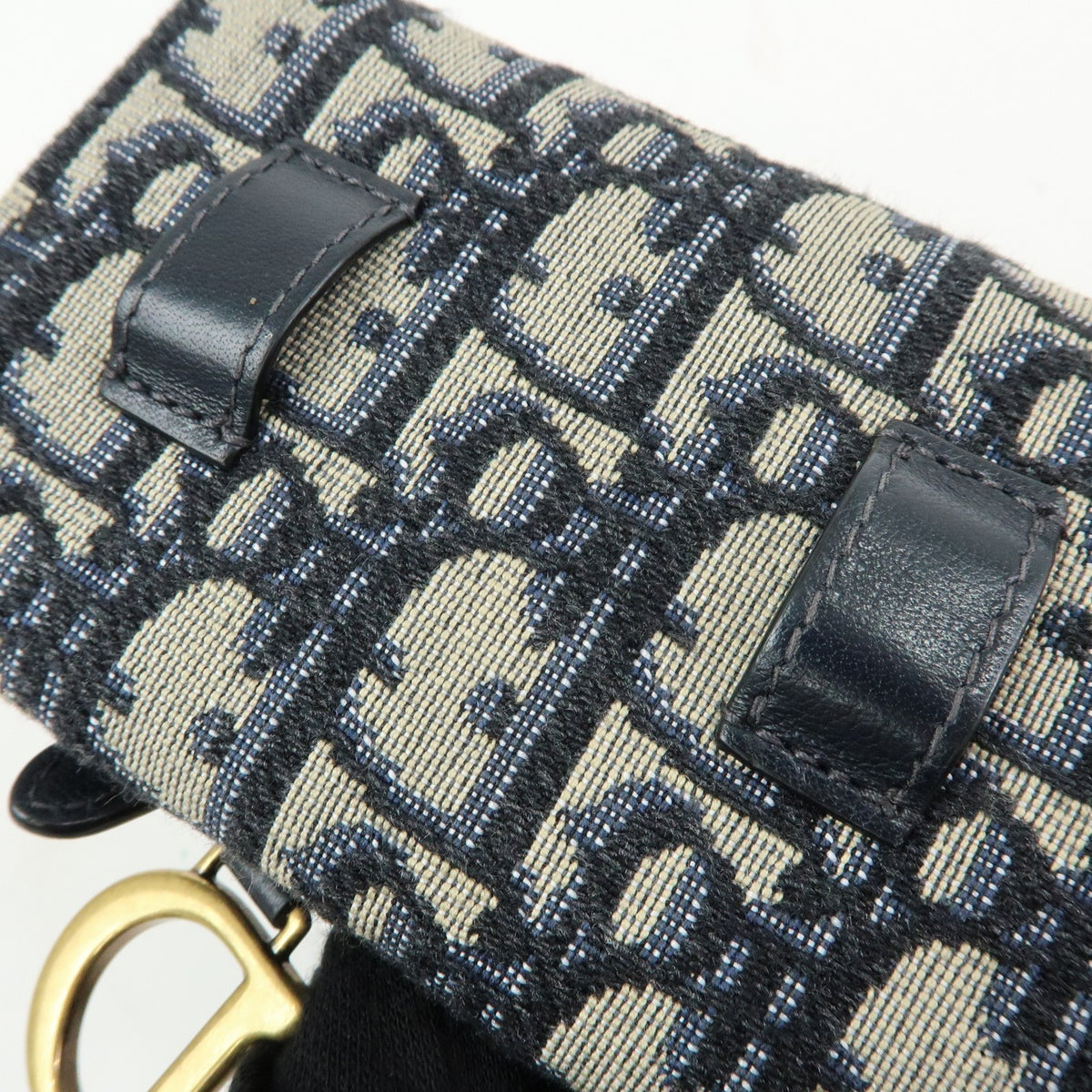 Christian Dior Saddle Pouch Leather Beige Canvas Clutche & Pouche Bag (Pre-Owned)