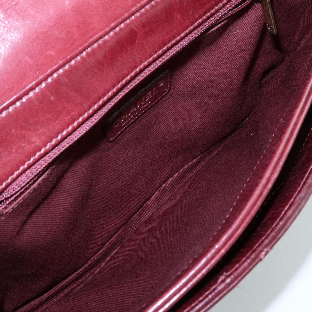 Chanel Perfect Edge Flap Quilted Glazed Calfskin Burgundy Leather Handbag (Pre-Owned)