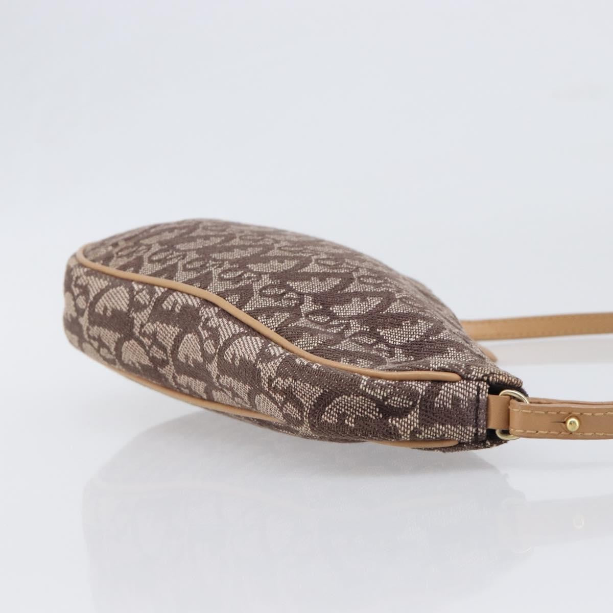 Christian Dior Vintage Saddle Bag Canvas Brown Canvas Clutche & Pouche Bag (Pre-Owned)