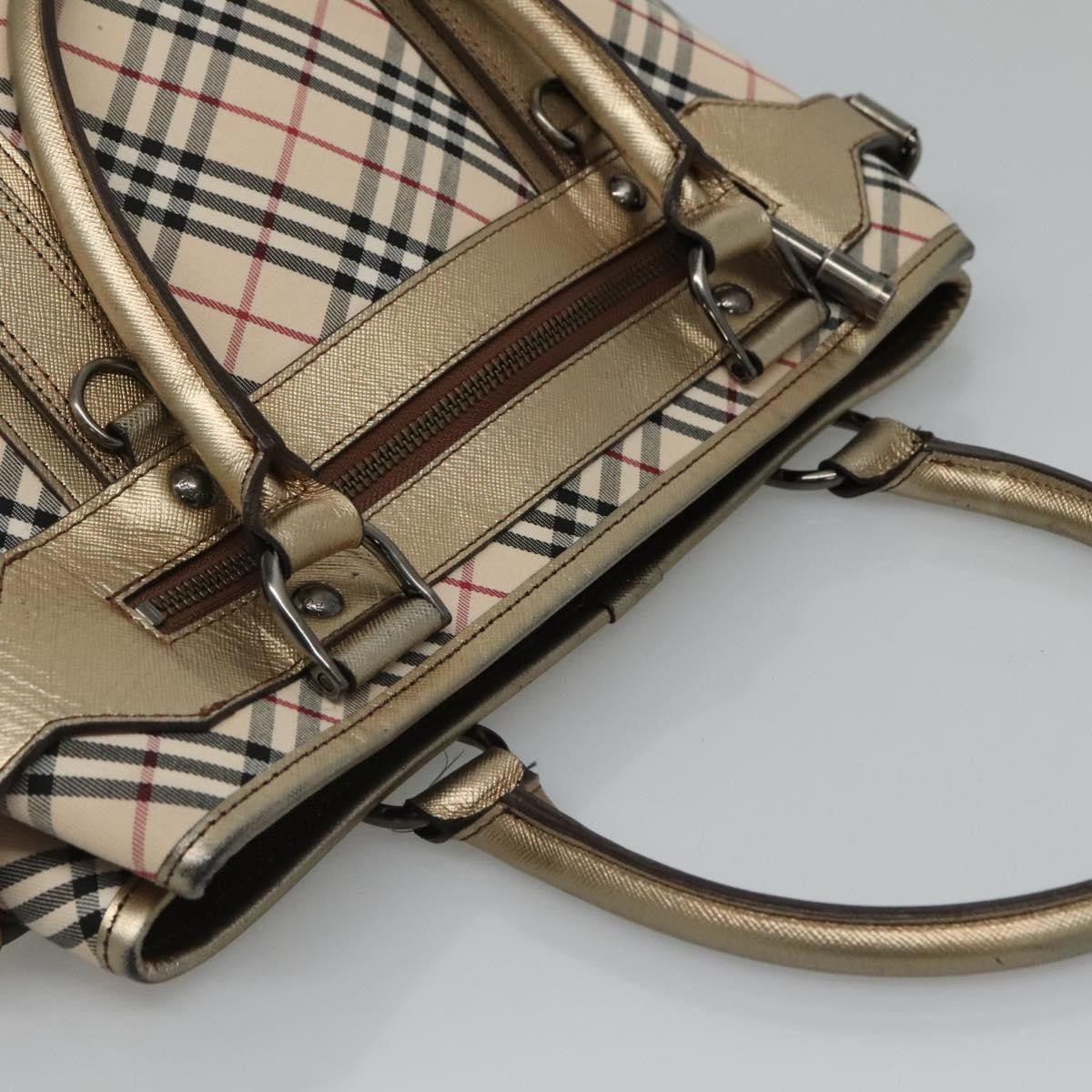 Burberry Nova Check Tote Canvas And Leather Beige Canvas Tote Bag Bag (Pre-Owned)