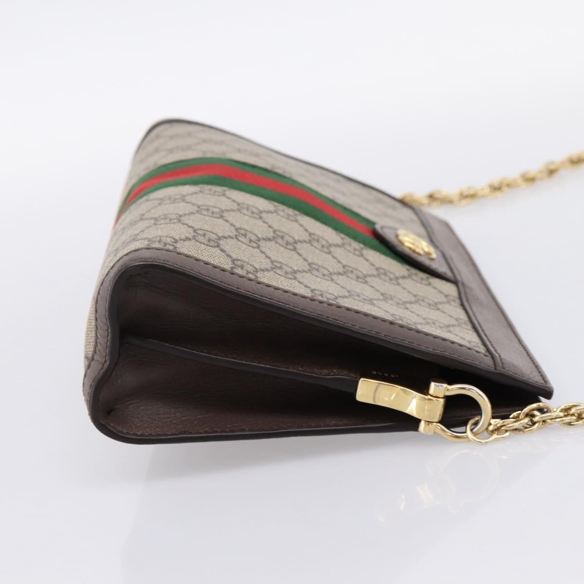 Gucci Ophidia Chain Gg Coated Canvas Beige Canvas Shoulder Bag Bag (Pre-Owned)